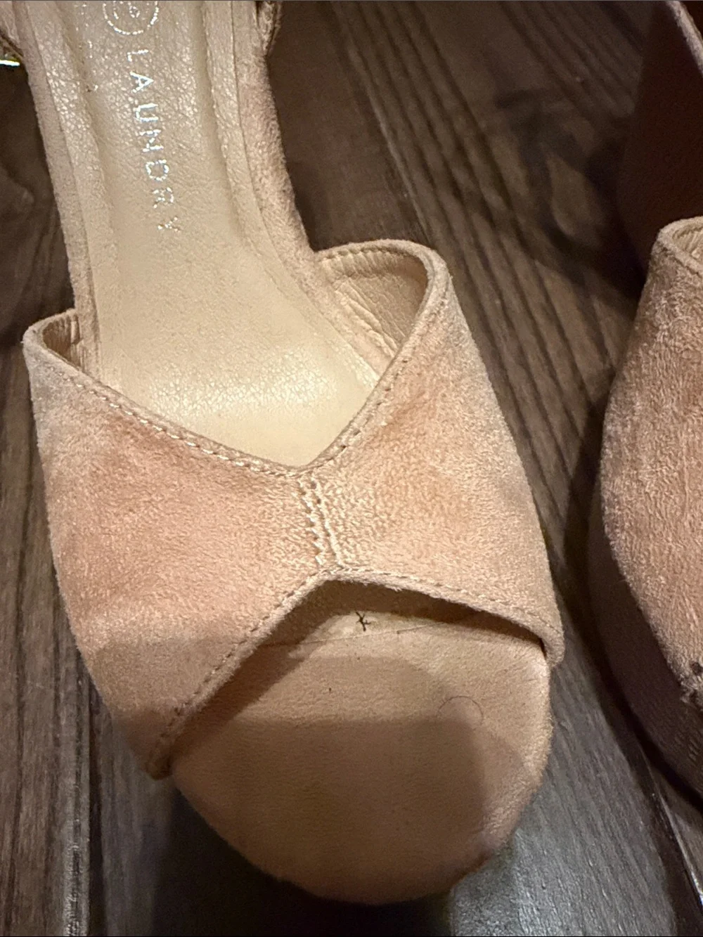 Chinese Laundry Suede Platform Slingback Sandals - Beige